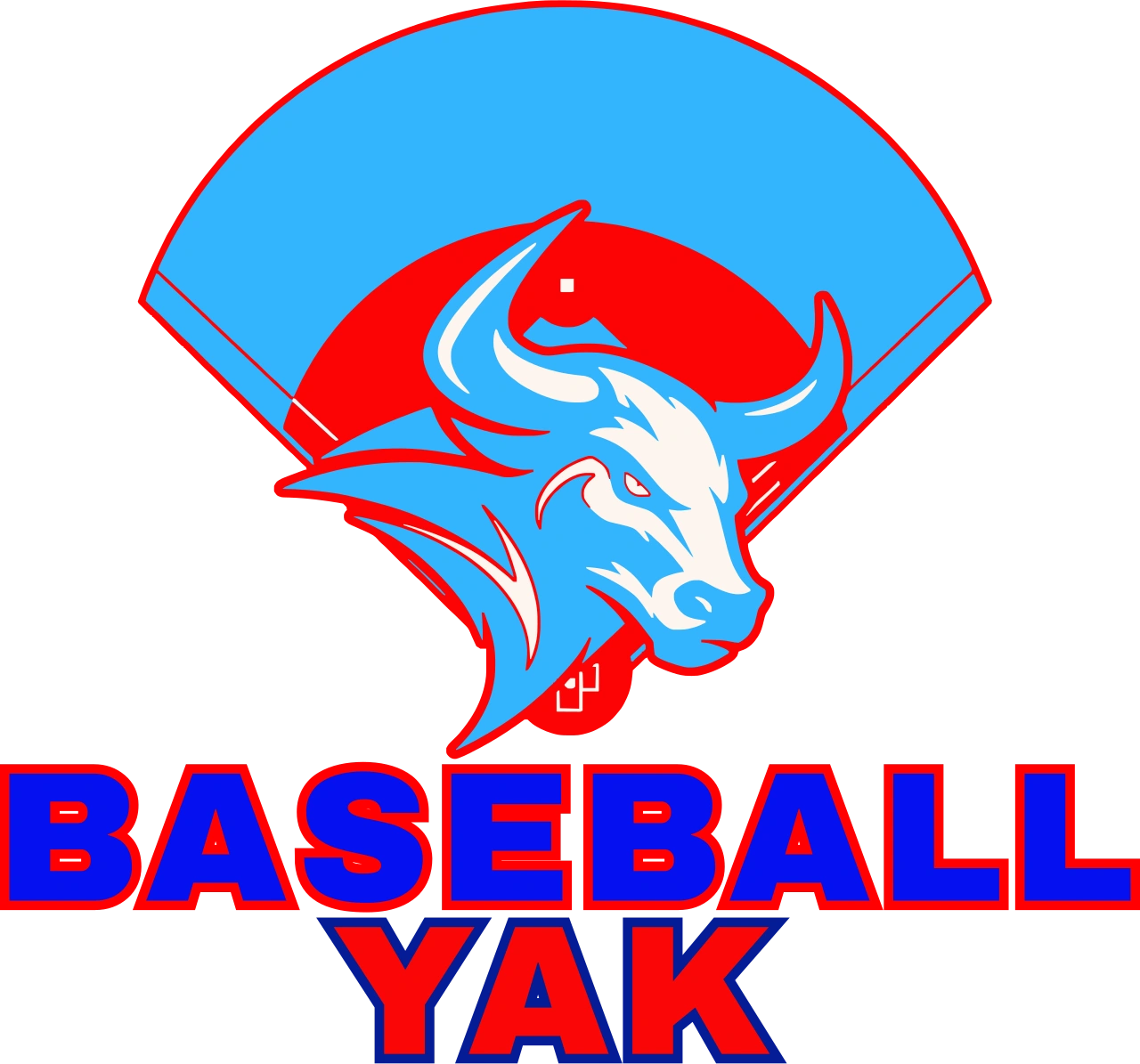 Baseball Yak — bull mascot logo